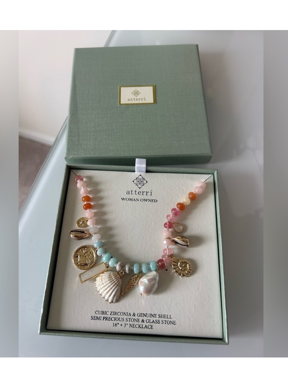 VIRAL Atterri Multi-Color Shell Charm Necklace